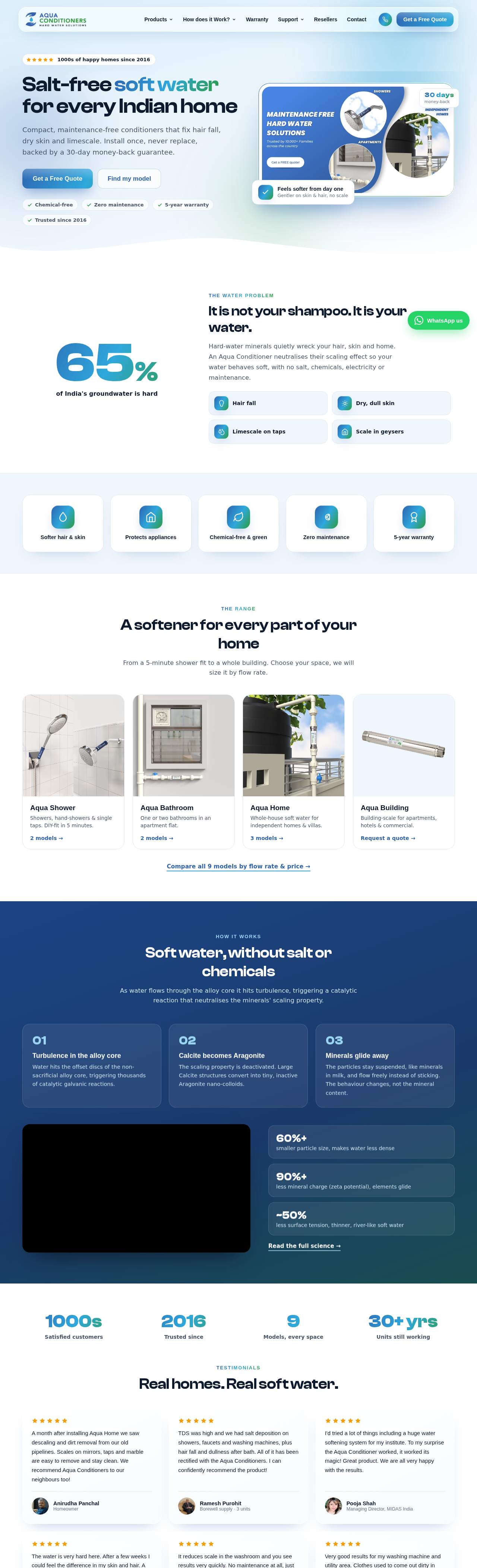 Aqua Conditioners water softener website built by Webders