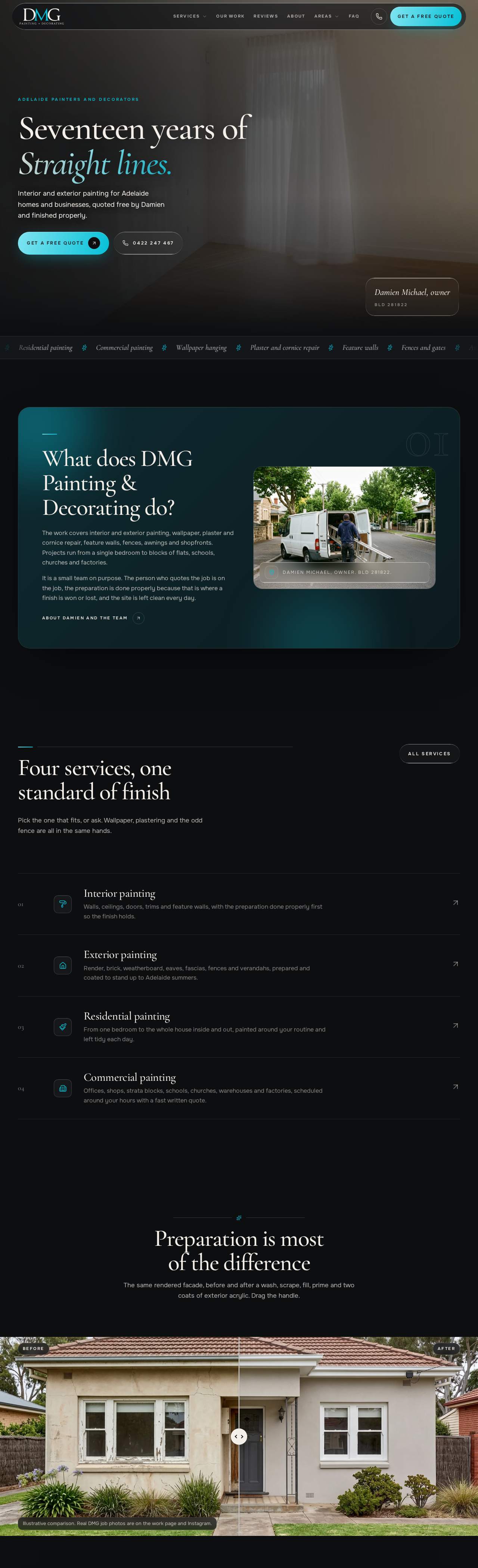 DMG Painting Adelaide painting company website built by Webders