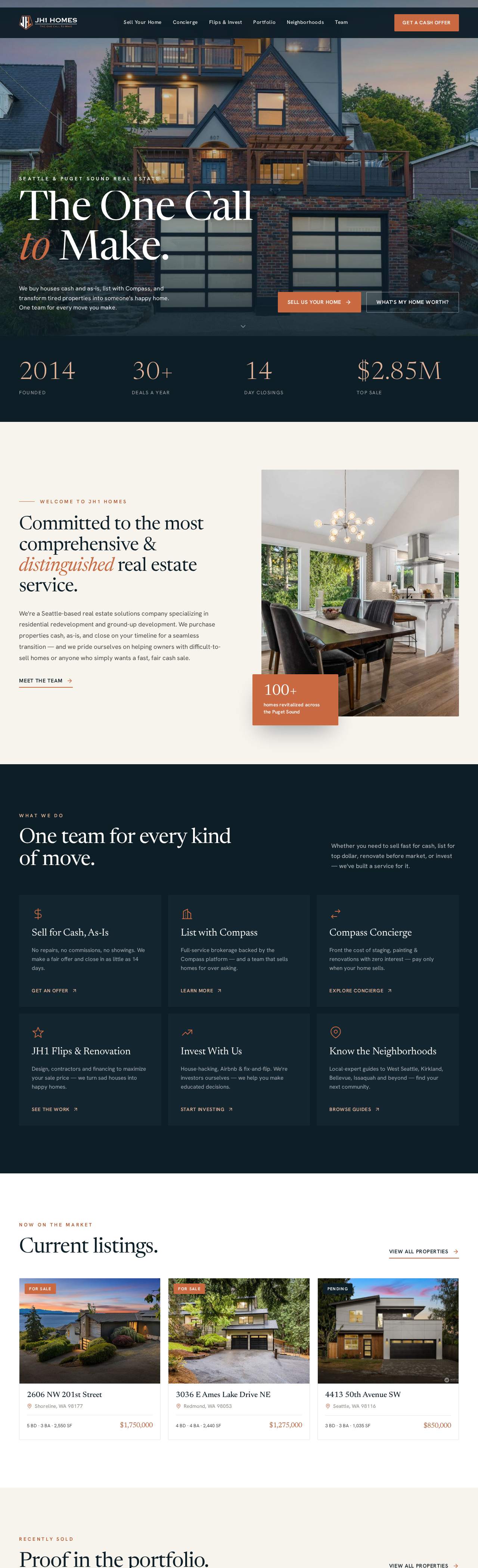 JH1 Homes Seattle real estate website built by Webders