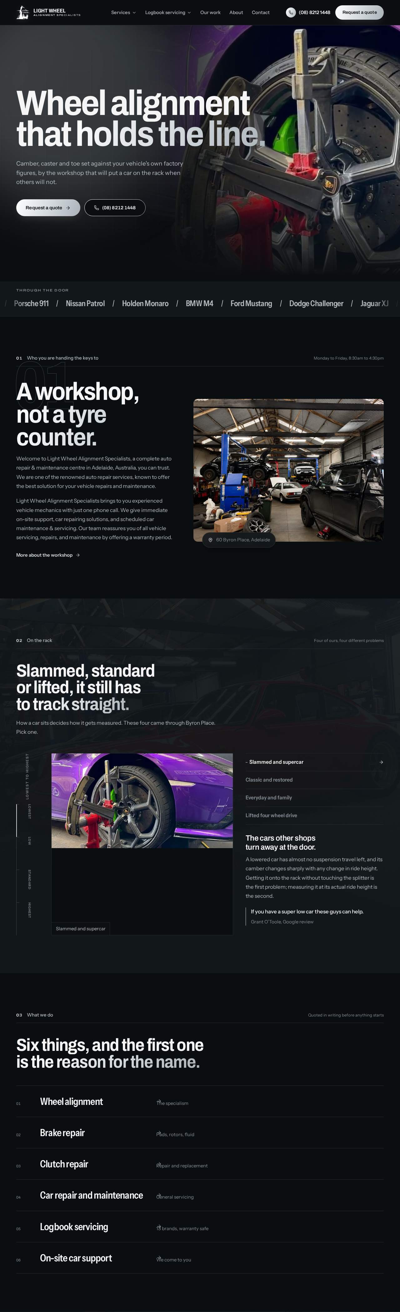 Light Wheel Alignment Adelaide website built by Webders