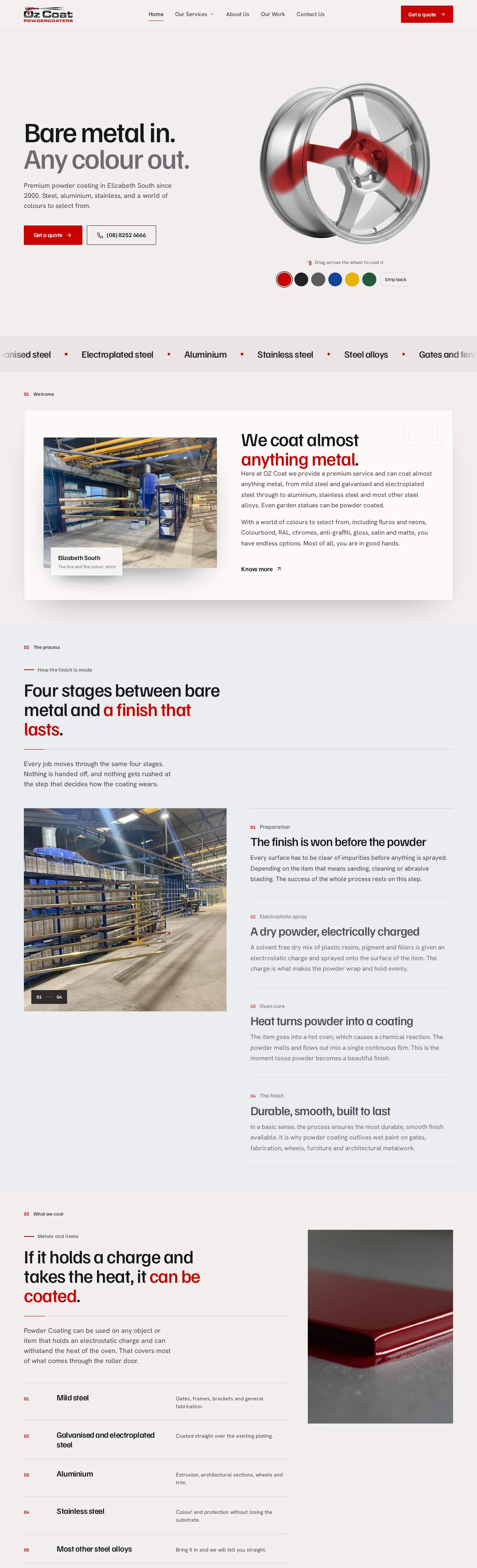 OZ Coat powder coating website, Adelaide, built by Webders