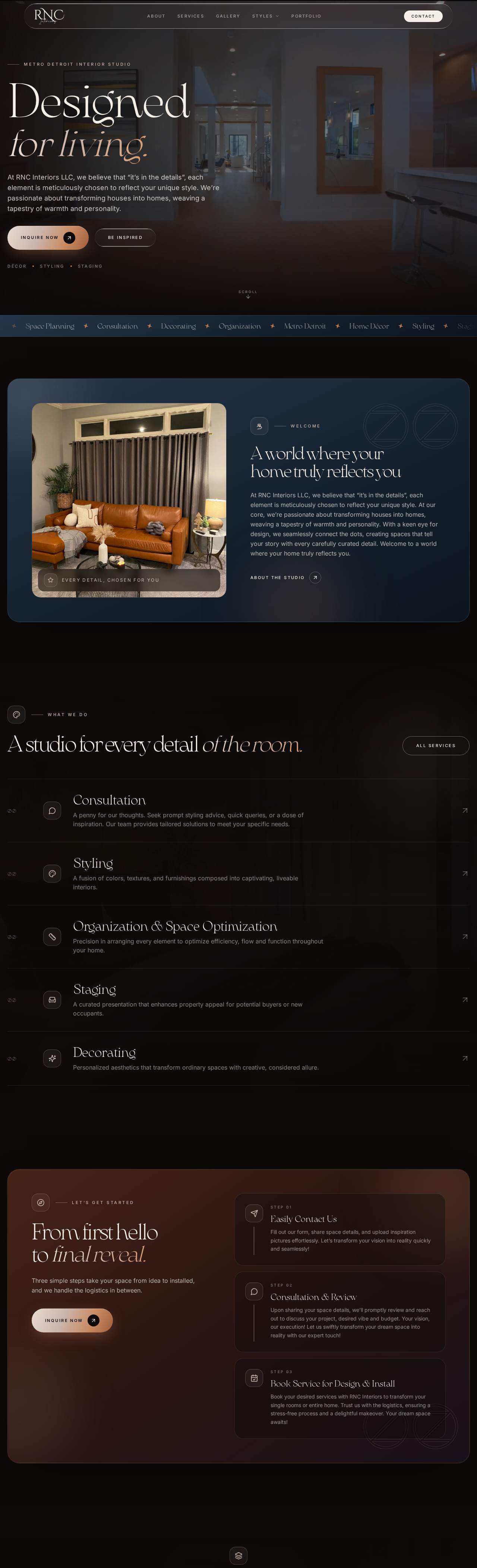 RNC Interiors Detroit interior design website built by Webders